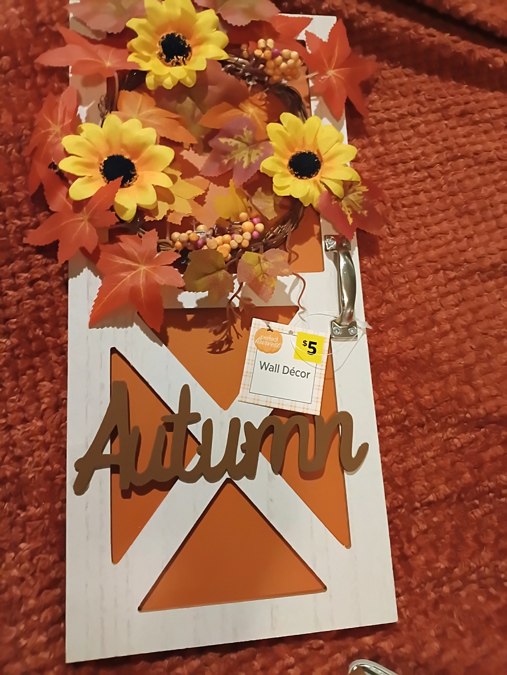 Autumn Wall Décor Sign with Sunflower Wreath - Orange & Yellow